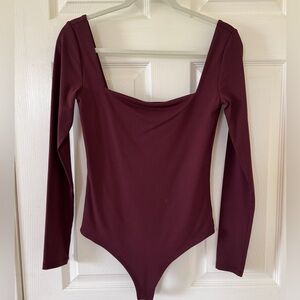 nuuds Burgundy Long Sleeve Bodysuit